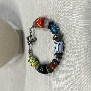 Vintage Silpada Beaded Bracelet Multicolored Beads‎ Metallic Chain 8 Inch